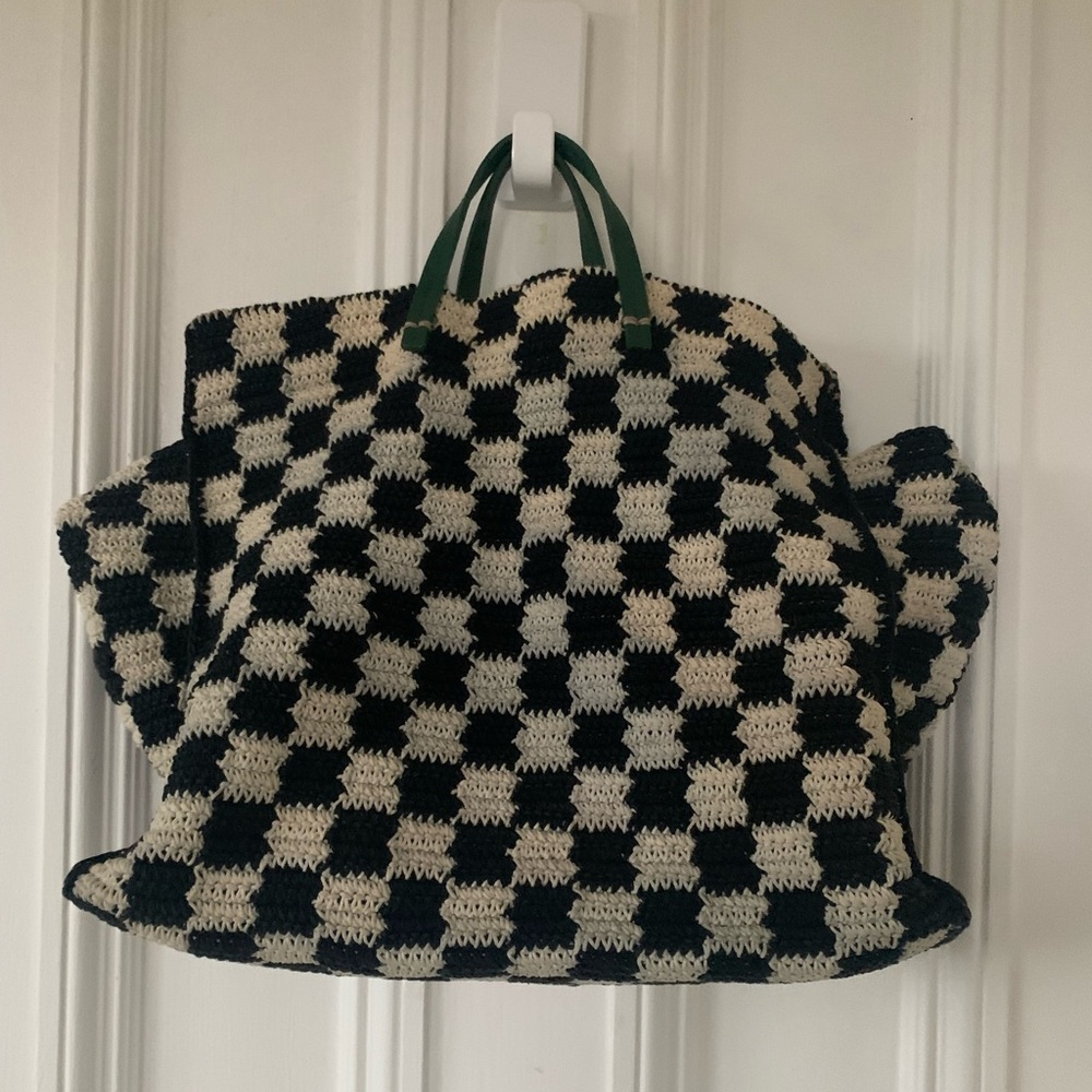 Clare V Black and Cream Checkered Tote - Picture 2 of 11